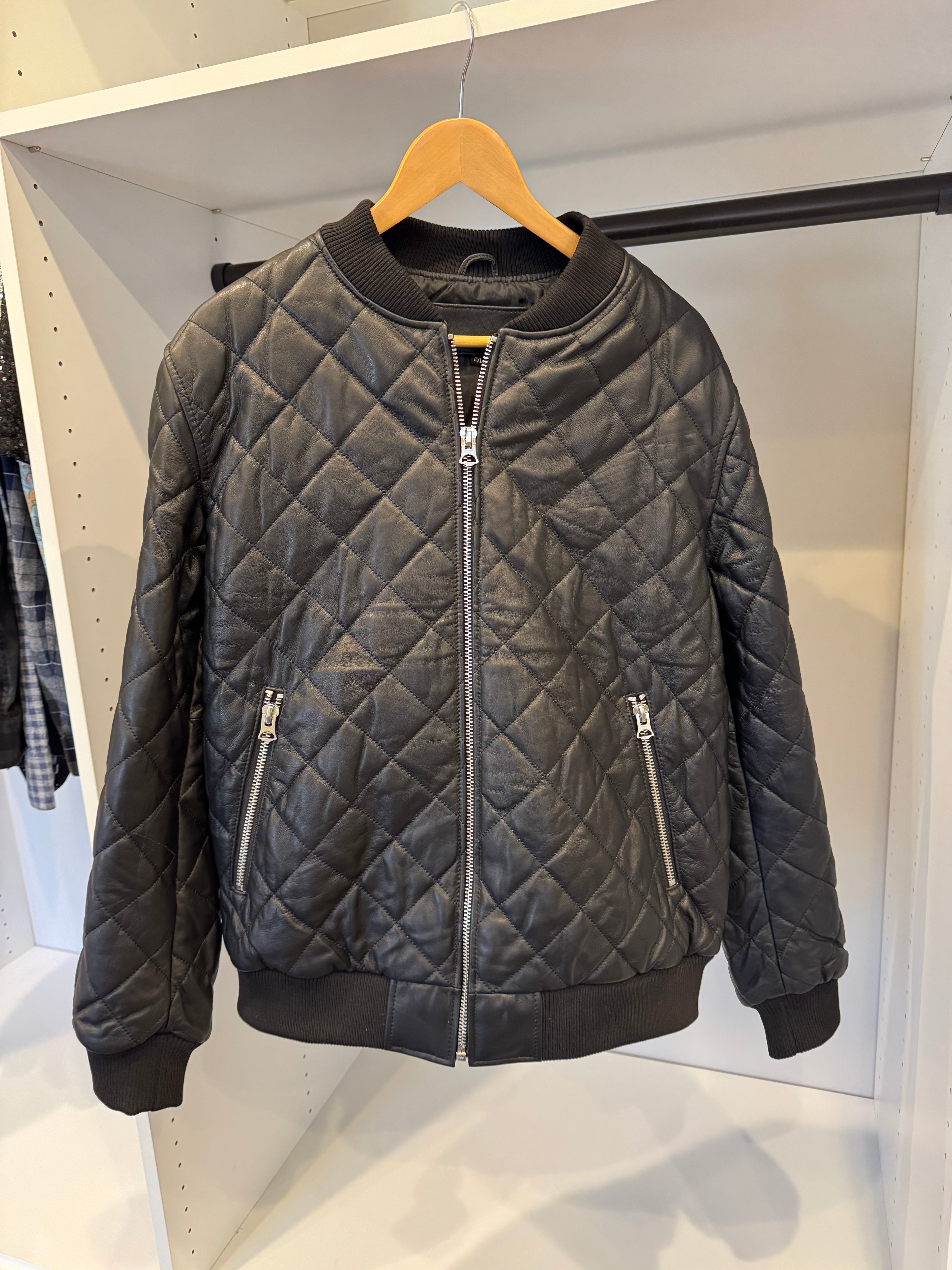 Men’s Black Quilted Leather Jacket